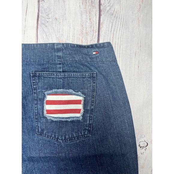 Tommy Hilfiger Women’s Vintage Jeans Size 22 Cropped Denim Patchwork Patriotic - Picture 3 of 6